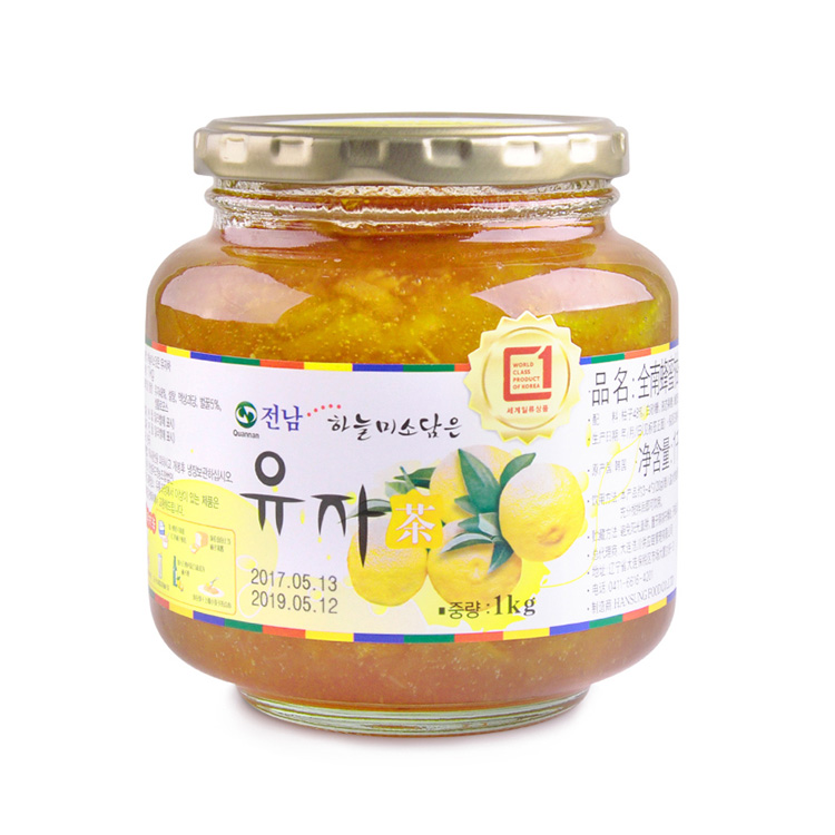 韩国进口冲饮 全南蜂蜜柚子茶1kg原装进口果茶泡水喝果酱搭配酸奶